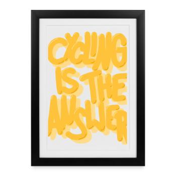 Cycling is the answer yellow - Framed poster (27 × 37 cm) - black - Front