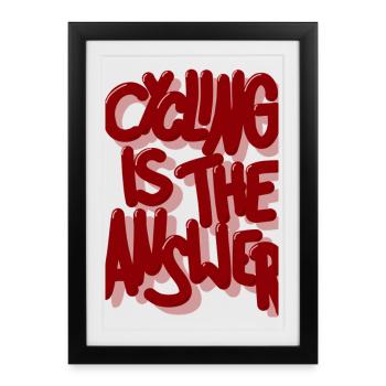 Cycling is the answer burgundy - Framed poster (27 × 37 cm) - black - Front