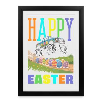 Happy Easter Sweet Easter Bunny Egg Hunt Easter Eggs - Framed poster (27 × 37 cm) - black - Front