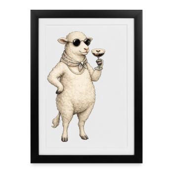 Moutons à cocktail avec style - Affiche encadrée (27 × 37 cm) - noir - Devant