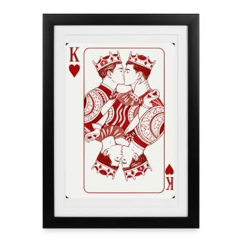 Carte du cœur qui embrasse les rois - Affiche encadrée (27 × 37 cm) - noir - Devant