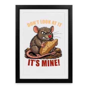 Clever rat steals bread - Framed poster (27 × 37 cm) - black - Front