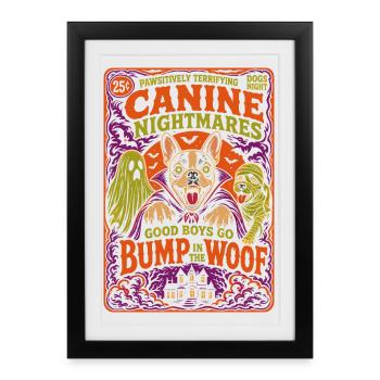 Cauchemars canins Halloween Dog - Affiche encadrée (27 × 37 cm) - noir - Devant