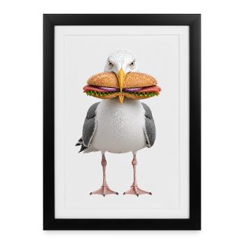 Herrgull-with-Fish Rolls - Framed poster (27 × 37 cm) - black - Front