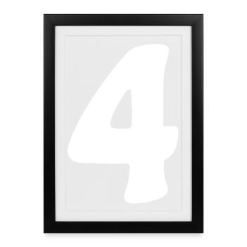 Quatre : Minimal Numeral 4 | Quatrième - Affiche encadrée (27 × 37 cm) - noir - Devant