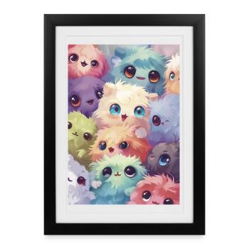 Adorable multicolored plush toys - Framed poster (27 × 37 cm) - black - Front
