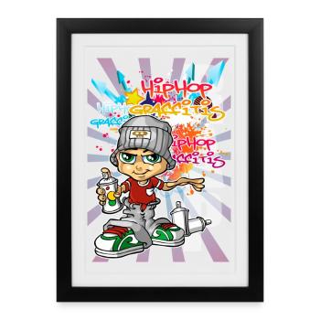 Garçon Graffiti - Affiche encadrée (27 × 37 cm) - noir - Devant