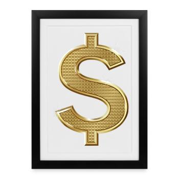 dollar sign - Framed poster (27 × 37 cm) - black - Front