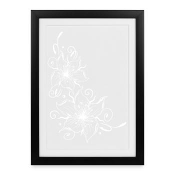 Gros lys avec élément floral. - Affiche encadrée (27 × 37 cm) - noir - Devant