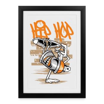 Breakdance B-Boy Streetdance Design Hip Hop Danse - Affiche encadrée (27 × 37 cm) - noir - Devant
