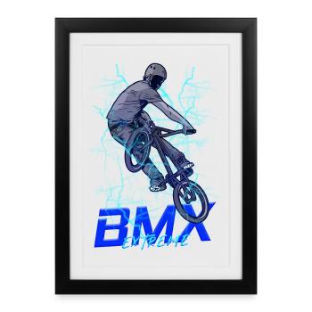 BMX Extreme Neon Stunt - Framed poster (27 × 37 cm) - black - Front