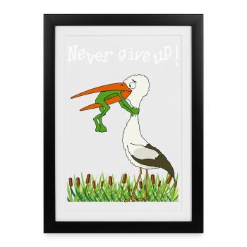 Never give up! - Framed poster (27 × 37 cm) - black - Front