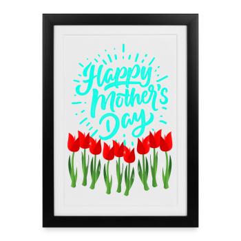 Tulipes éclatantes pour la fête des mères - Affiche encadrée (27 × 37 cm) - noir - Devant