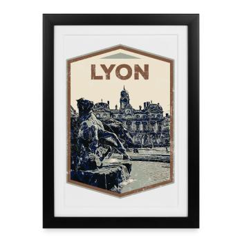 Lyon France est ma ville natale - Affiche encadrée (27 × 37 cm) - noir - Devant