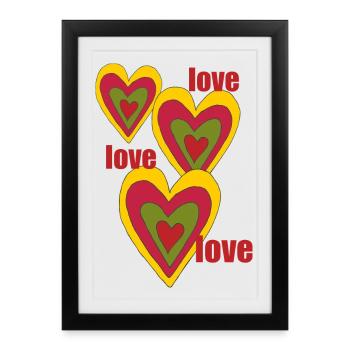 cœurs amour amour amour amour amour - Affiche encadrée (27 × 37 cm) - noir - Devant