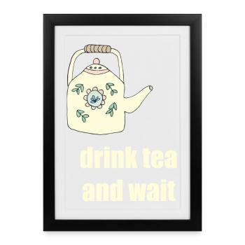 drink tea teapot - Framed poster (27 × 37 cm) - black - Front
