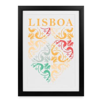lisboa Lisbon Coat of Arms Pattern Tiles Logo icon - Framed poster (27 × 37 cm) - black - Front