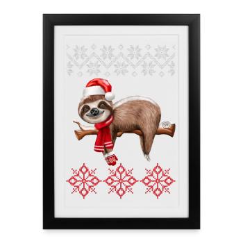 Ugly Christmas Sloth - Framed poster (27 × 37 cm) - black - Front