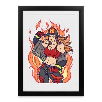 Volunteer fire brigade fire burning lifesavers - Framed poster (27 × 37 cm) - black - Front