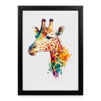 Girafe - Affiche encadrée (27 × 37 cm) - noir - Devant