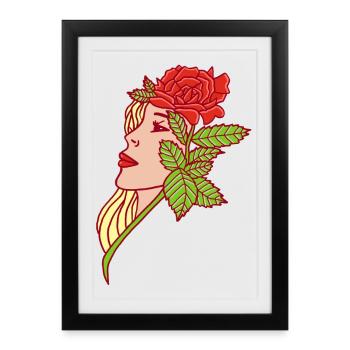 La dame et la rose - Affiche encadrée (27 × 37 cm) - noir - Devant