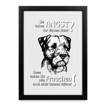 Angst vor Border Terrier? Frauchen - Gerahmtes Poster (27 × 37 cm) - Schwarz - Vorne
