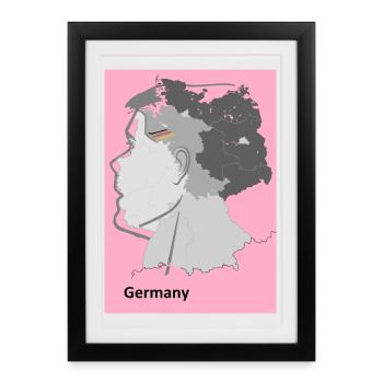 L’Allemagne en dégradé avec motif d’artiste - Affiche encadrée (27 × 37 cm) - noir - Devant