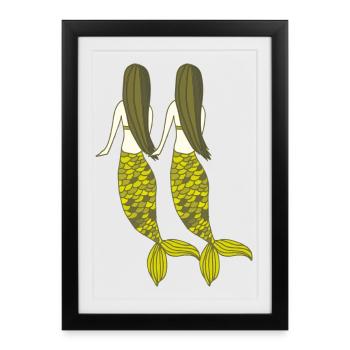 meerjungfrau 2er pack - Gerahmtes Poster (27 × 37 cm) - Schwarz - Vorne