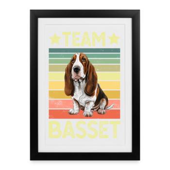 Chien Basset Hound - Affiche encadrée (27 × 37 cm) - noir - Devant