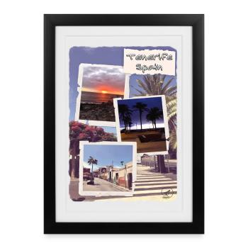 Paysages de Tenerife au coucher du soleil - Affiche encadrée (27 × 37 cm) - noir - Devant