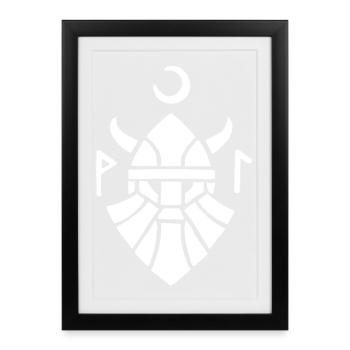 Symbole blanc du guerrier viking - Affiche encadrée (27 × 37 cm) - noir - Devant