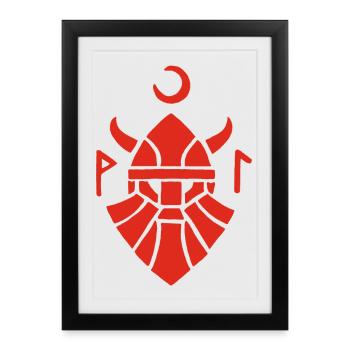 Symbole rouge du guerrier viking - Affiche encadrée (27 × 37 cm) - noir - Devant
