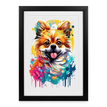 German Spitz - Pomeranian Pomeranian Dog - Framed poster (27 × 37 cm) - black - Front