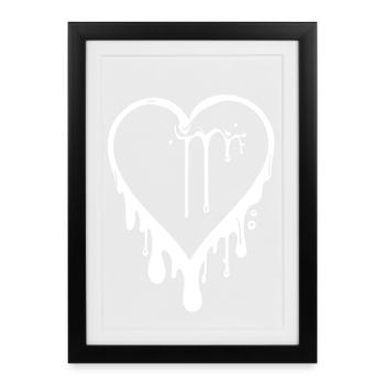 Graffiti en fusion coeur « Le grand amour » - Affiche encadrée (27 × 37 cm) - noir - Devant
