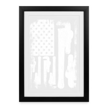 Plombier américain patriotique - Affiche encadrée (27 × 37 cm) - noir - Devant