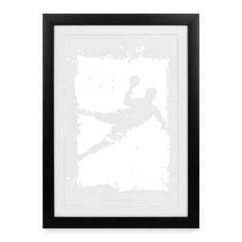 Handball Throw Explosion Destruction Illustration - Framed poster (27 × 37 cm) - black - Front
