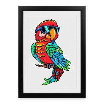 Amoureux Des Oiseaux, Perroquet, Animal, Oiseau, Animal De Compagnie, Jungle - Affiche encadrée (27 × 37 cm) - noir - Devant