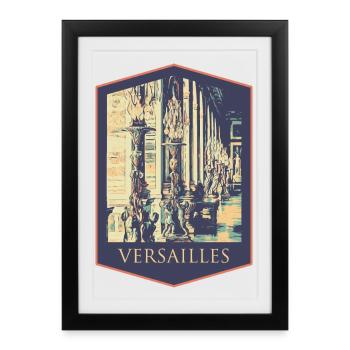 Intérieur majestueux, Château de Versailles - Affiche encadrée (27 × 37 cm) - noir - Devant