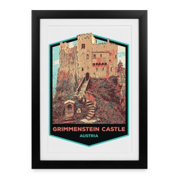 Illustration Grimmenstein Castle, Lower Austria - Framed poster (27 × 37 cm) - black - Front