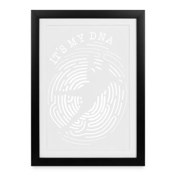 Handball ADN dictons empreinte digitale pouce joueur - Affiche encadrée (27 × 37 cm) - noir - Devant