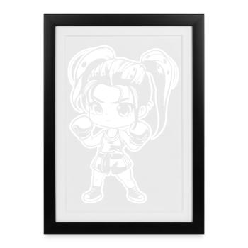 Kickboxer Manga Style - Affiche encadrée (27 × 37 cm) - noir - Devant