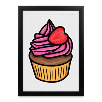 Dessin de gâteau - Affiche encadrée (27 × 37 cm) - noir - Devant