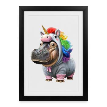 Licorne hippopotame - Affiche encadrée (27 × 37 cm) - noir - Devant