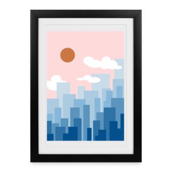 Rose ligne d’horizon - Affiche encadrée (27 × 37 cm) - noir - Devant