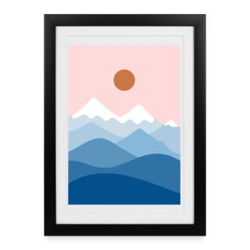 Mountain landscape pink - Framed poster (27 × 37 cm) - black - Front
