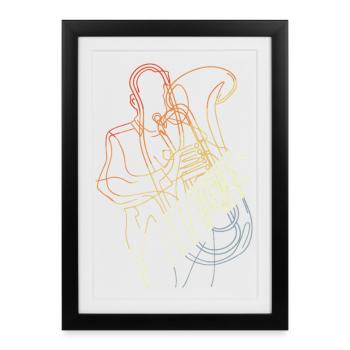Joueur de tuba croquis look vintage - Affiche encadrée (27 × 37 cm) - noir - Devant