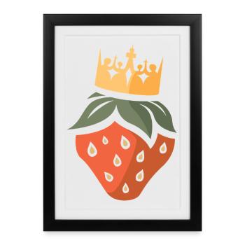King of Strawberries - Cartoon strawberry - Framed poster (27 × 37 cm) - black - Front