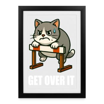 Motivation Cat Haies Haies Hurdler Dire - Affiche encadrée (27 × 37 cm) - noir - Devant