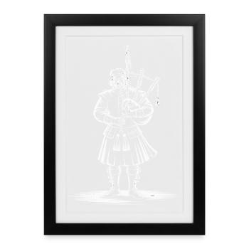Joueur de cornemuse écossais en kilt - Affiche encadrée (27 × 37 cm) - noir - Devant