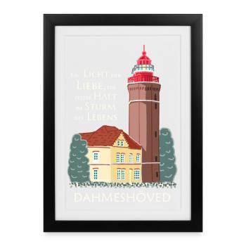 Dahme, hand drawing of old lighthouse, Dahmeshöved - Framed poster (27 × 37 cm) - black - Front